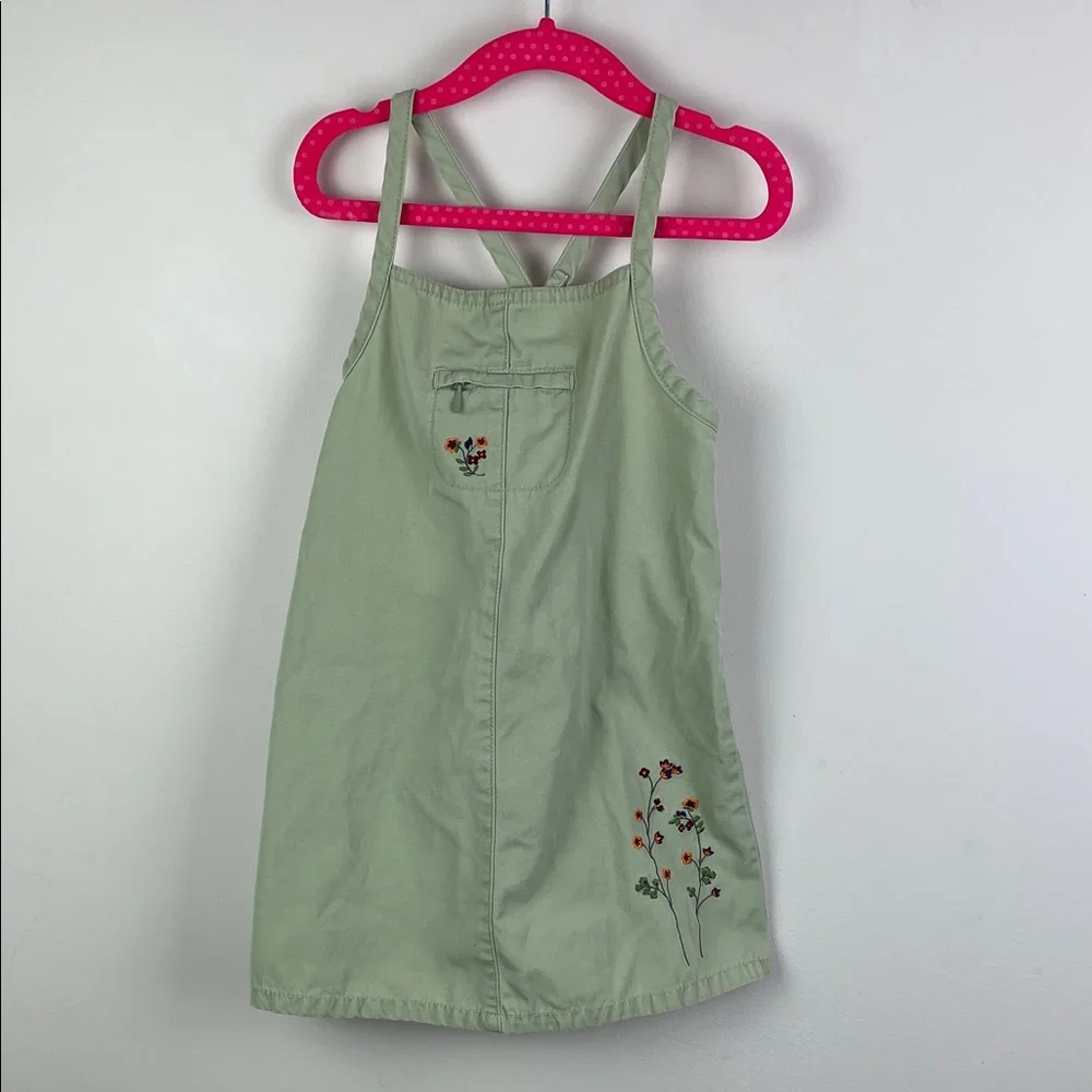 Vintage Y2K Strappy Cotton Canvas Dress Floral Embroidery